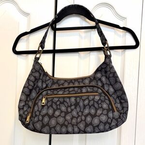 Travelon Gray Black Leopard Patterned Shoulder Bag